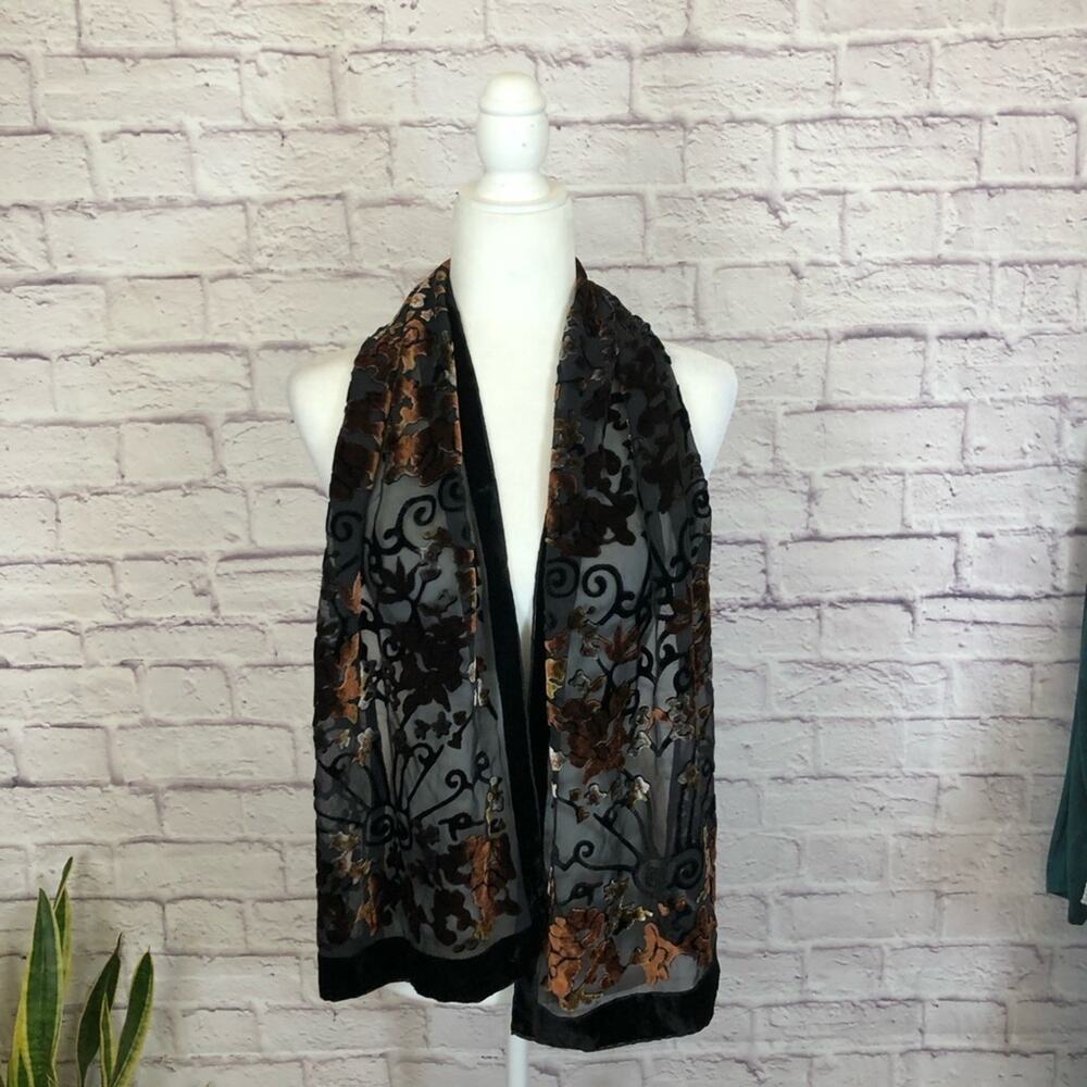 Vintage silk burnout rectangle scarf